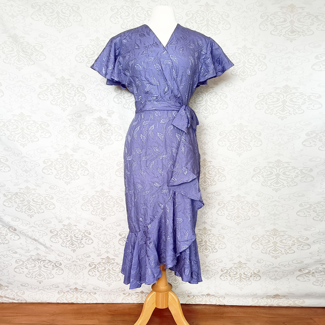 80s/90s) Periwinkle midi cocktail dress - Size 8-10 Clover & Moth 80s/90s) Periwinkle midi cocktail dress - Size 8-10 Clover & Moth