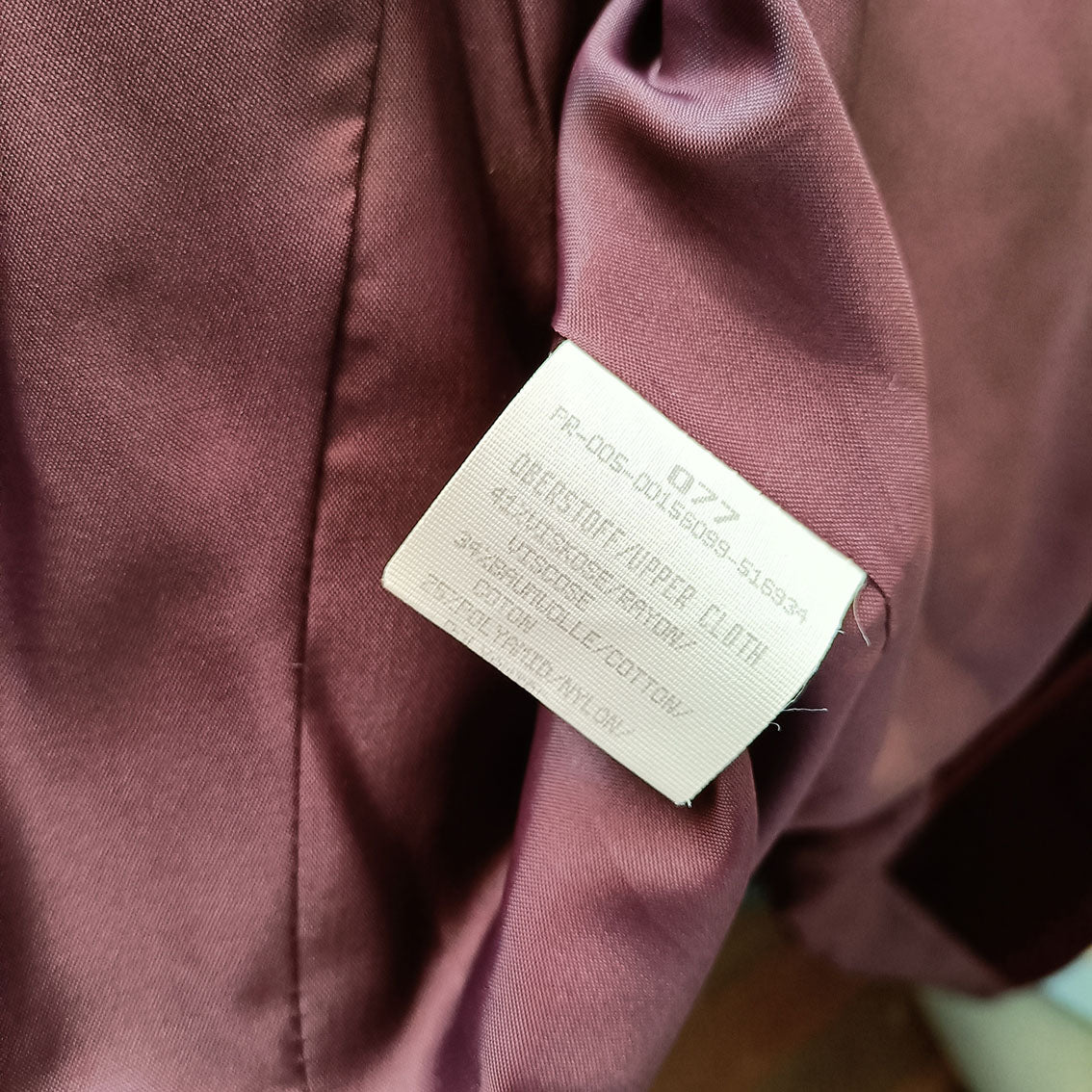 (80s) Burgundy cotton velvet peacoat - Size 12-14