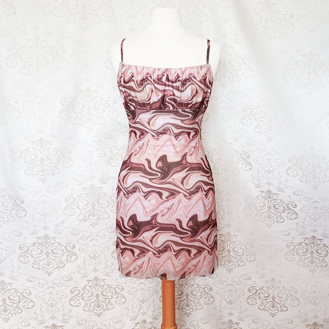 (90s) Abstract pink micro dress - Size 8-10