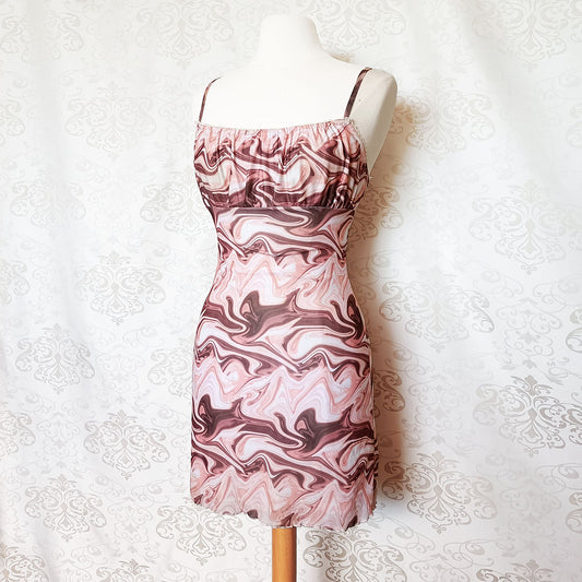 (90s) Abstract pink micro dress - Size 8-10