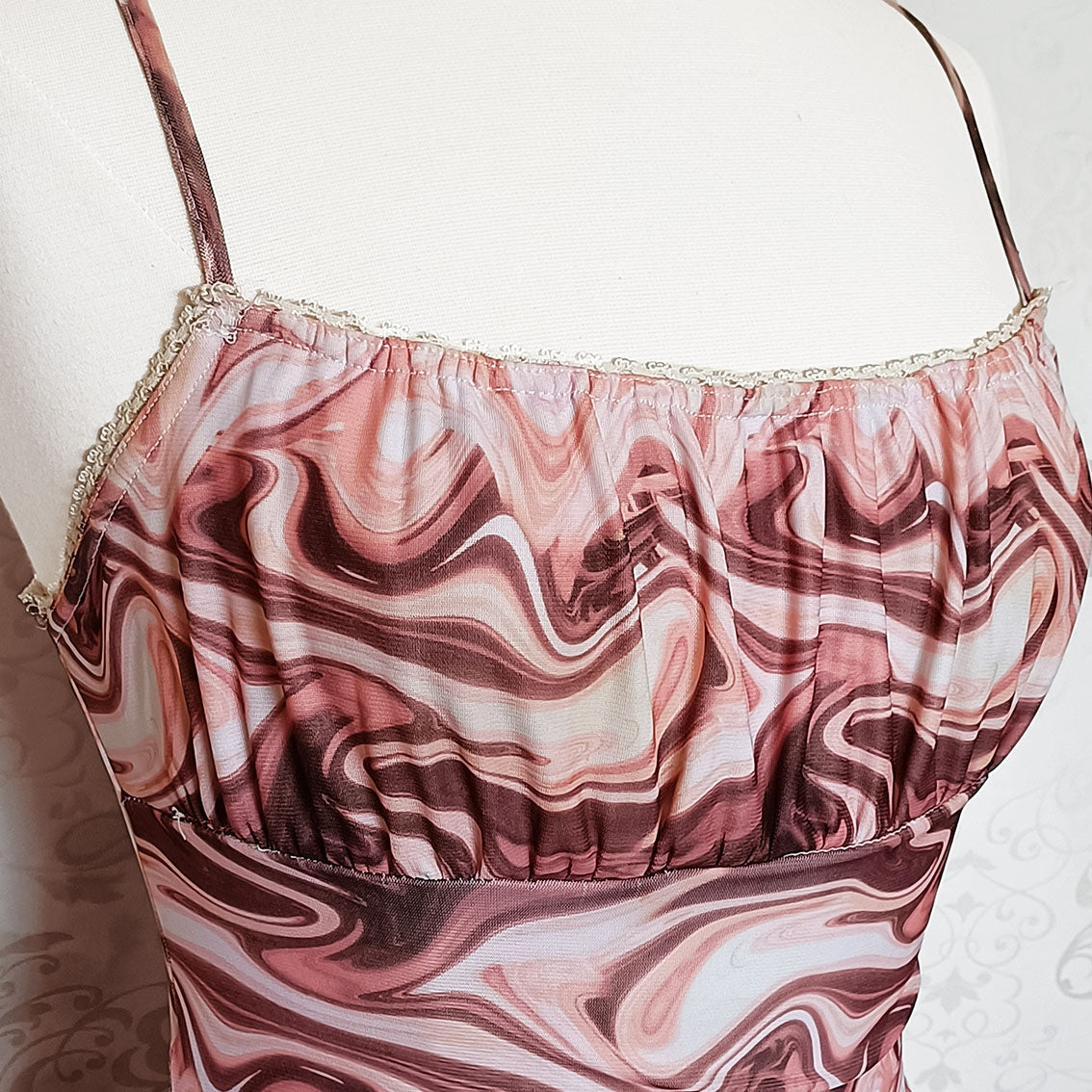 (90s) Abstract pink micro dress - Size 8-10