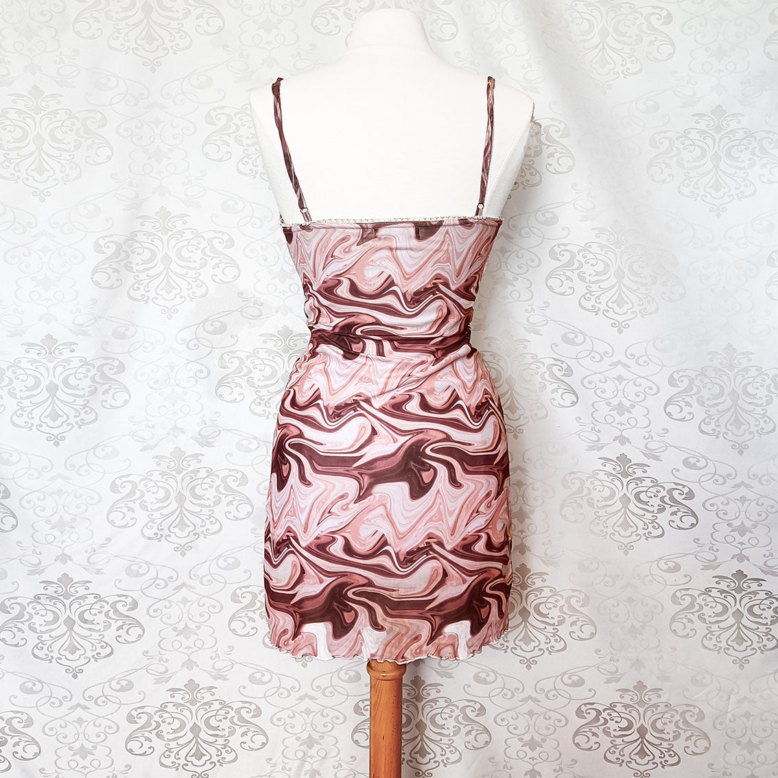 (90s) Abstract pink micro dress - Size 8-10