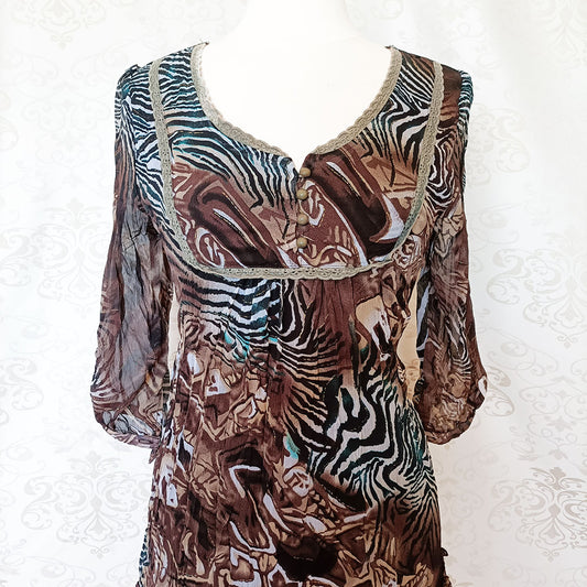 (90s) Abstract animal print mini dress - Size 8-10