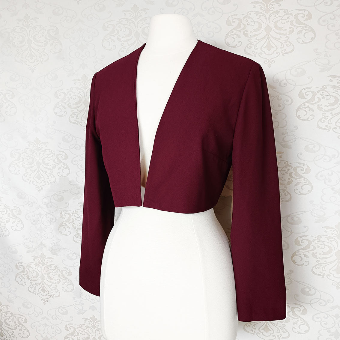 (90s) Burgundy cropped blazer - Size 8-12