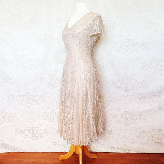(y2k) Cream lace maxi dress - Size 12-14