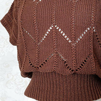 (Modern) Brown 100% cotton knit top - Size 10-12