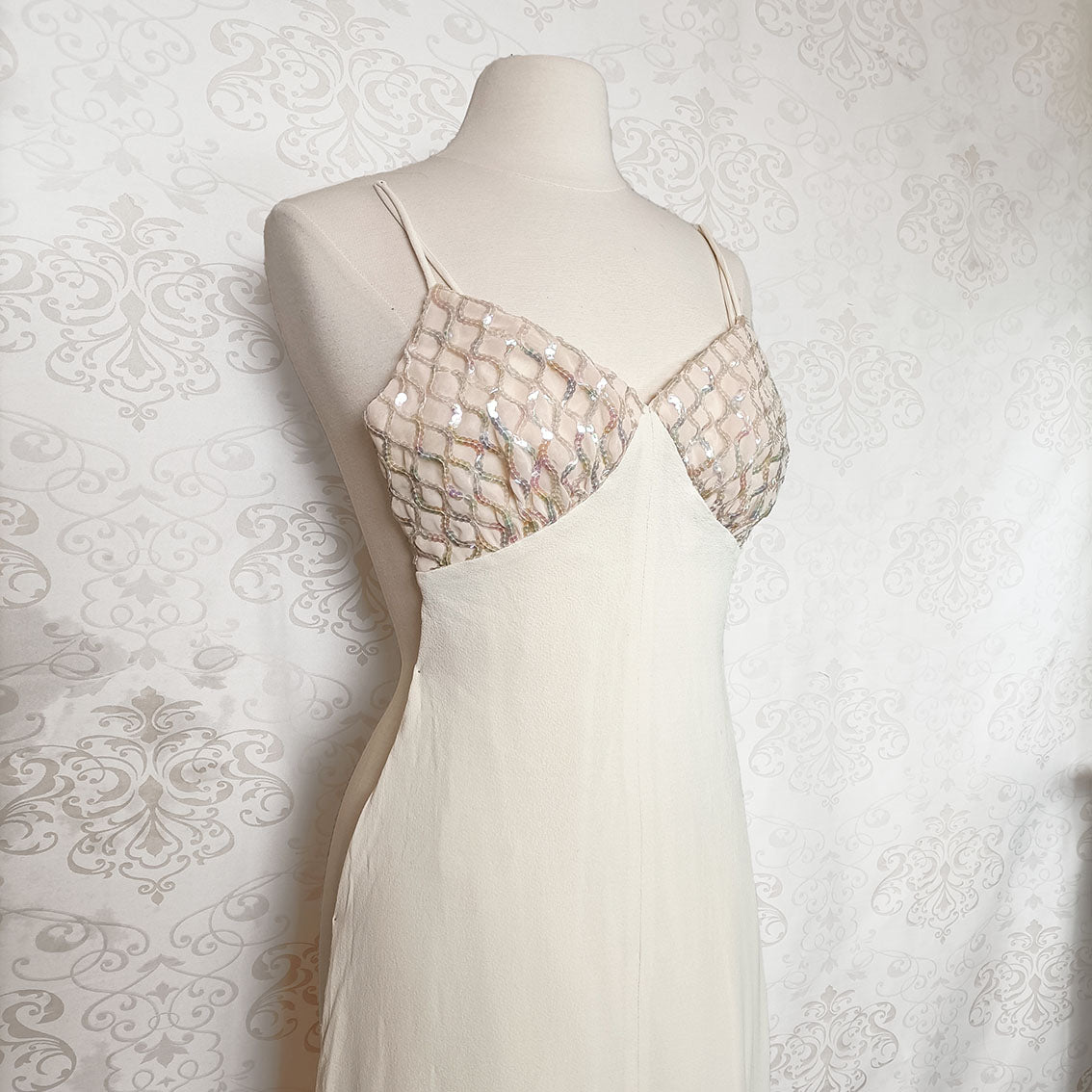 (60s) Pastel sequin formal dress - Size 6-8