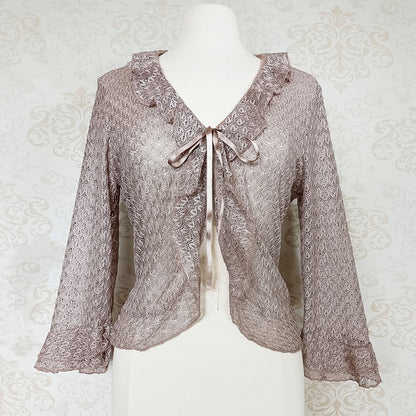 (90s / y2k) Mauve lace cardigan - Size 8-12