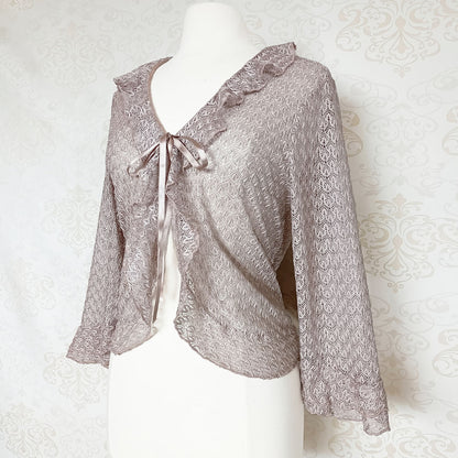 (90s / y2k) Mauve lace cardigan - Size 8-12