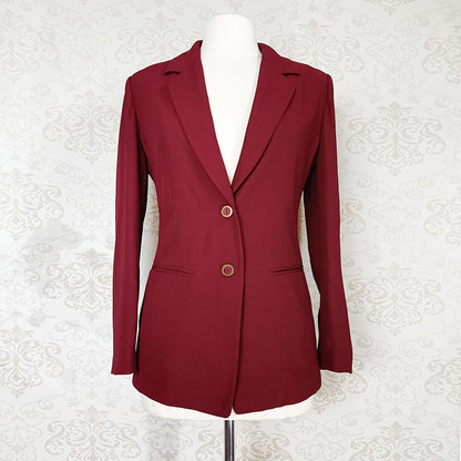 (90s / y2k) Burgundy two-button blazer - Size 10