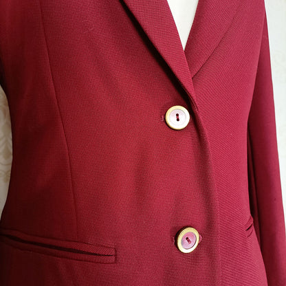 (90s / y2k) Burgundy two-button blazer - Size 10