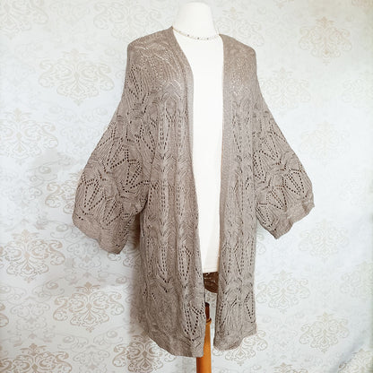 (Modern) Oversized beige knit cardigan - Open size