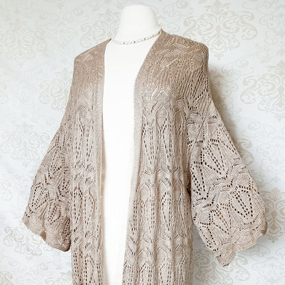 (Modern) Oversized beige knit cardigan - Open size