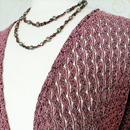 (90s / y2k) Pink knit open-front cardigan - Size 8-12.