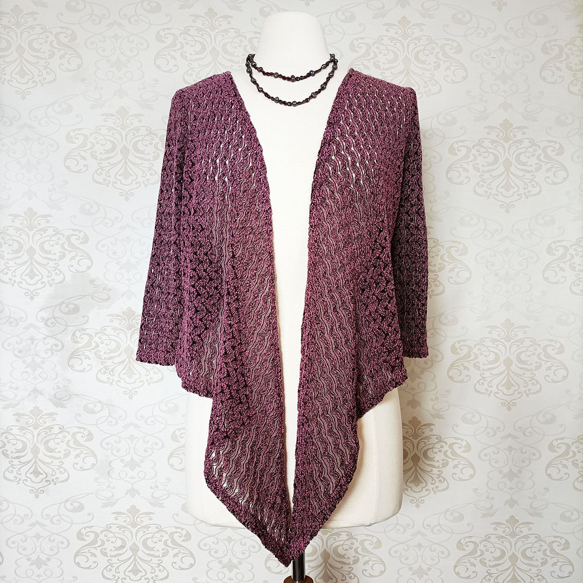 (90s / y2k) Pink knit open-front cardigan - Size 8-12.