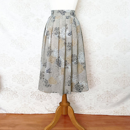 (90s) Pastel floral gathered midi-skirt - Size 12-14